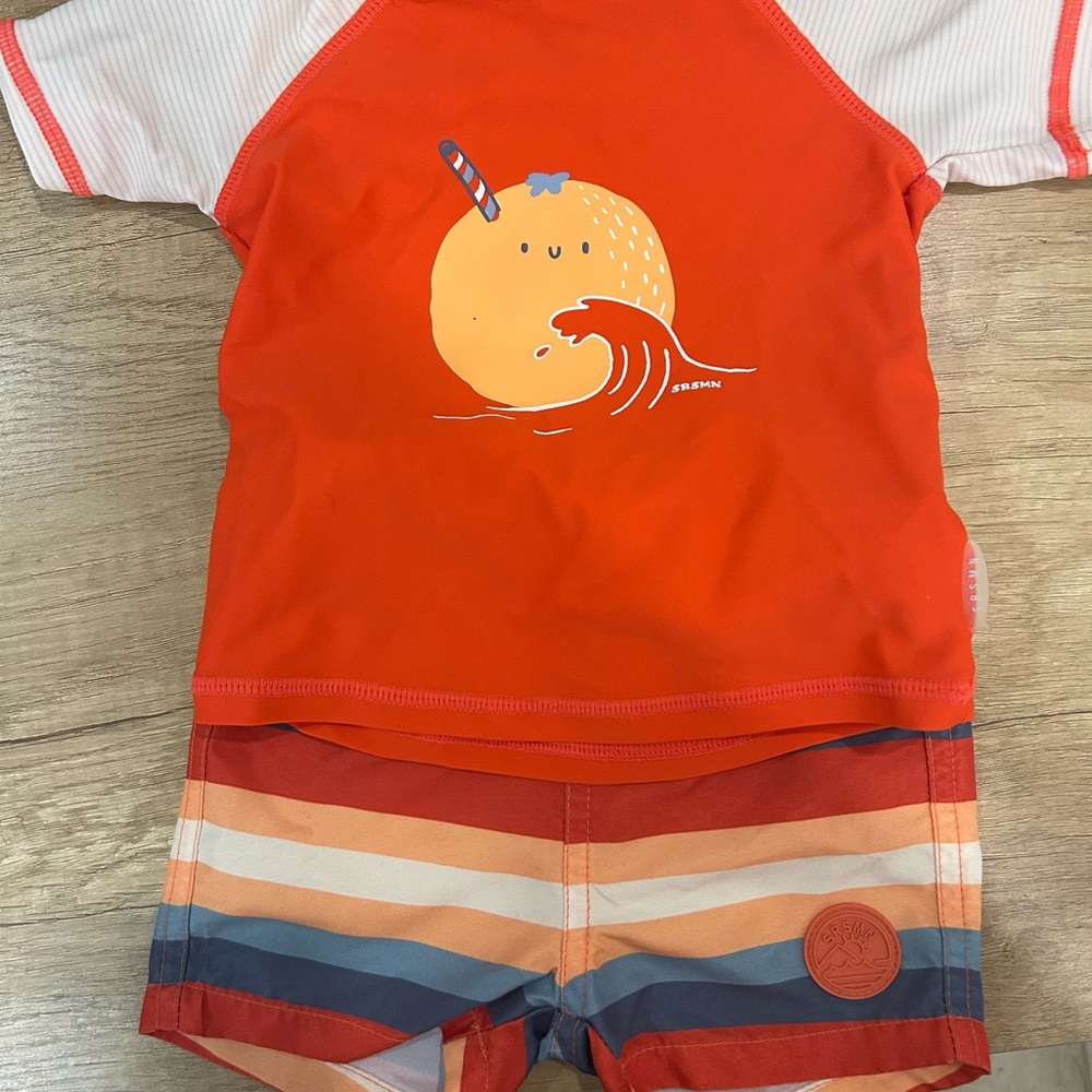 Orange Kids Rashguard Swim Set